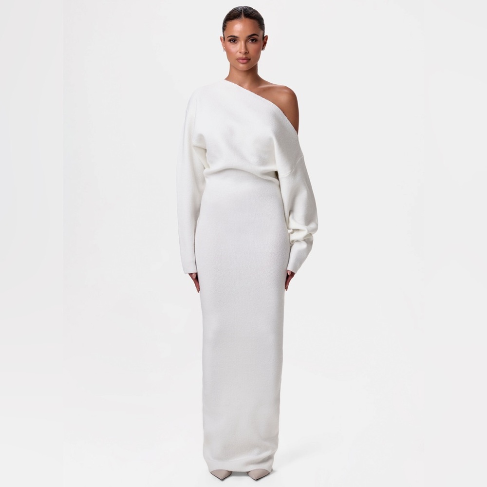 Naked Wardrobe Knit Off-Shoulder Sweater Maxi Dress